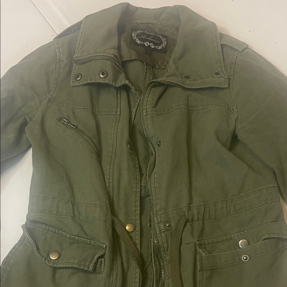 Ambiance Olive Green Jean Jacket - Picture 3 of 7
